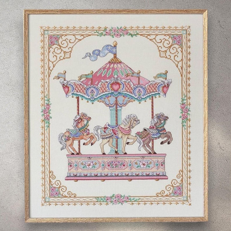 Cross Stitch Pattern Carousel, Instant Download PDF + XSD Saga, Animal ...