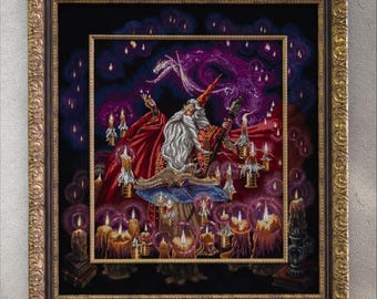 Cross Stitch Pattern Scarlet Wizard PDF + XSD Saga, Magnificent Master, Fantasy, Mystical, Magic, Instant Digital Download