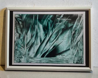 Wassen schilderij met lijst, briefkaartformaat A6