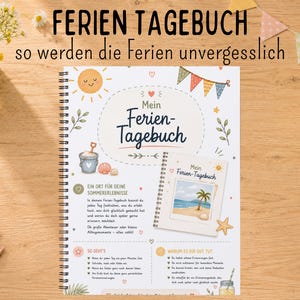 Carnet de vacances pour enfants | Plus de 30 pages | Planificateur de vacances d'été | Livre de souvenirs pour l'école primaire | Idées cadeaux pour les vacances d'été