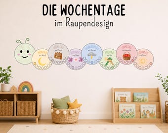 Days of the Week Signs Cards for Daycare | Caterpillar | Days of the Week Caterpillar | Visualizing the Days of the Week | Group Room Decoration | Caterpillar Circle Time for Morning Circle