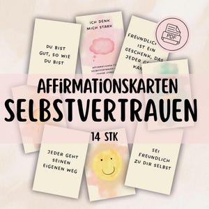 Affirmation cards for children to boost self-confidence, self-love, affirmations in German, mental health, children, mindfulness, starting school PDF