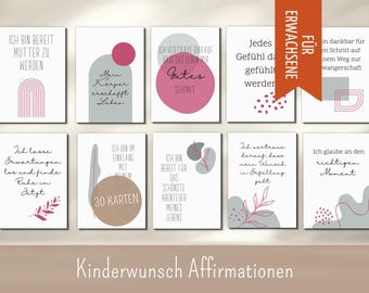 30 Affirmationskarten Kinderwunsch für Erwachsene, positive Affirmationen für deine Kinderwunschreise, Kiwu Karten PDF