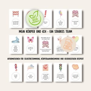 Mon corps et moi – Affirmations pour les droits et l’autodétermination des enfants | Ensemble de cartes écologiques à imprimer | Téléchargement PDF