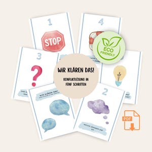 Résoudre les conflits – Jeu de cartes écologiques pour enfants | 5 étapes pour résoudre les conflits en PDF | Téléchargement instantané respectueux des ressources