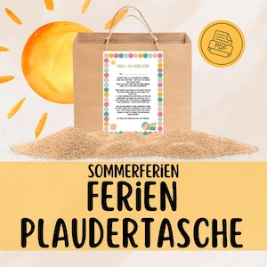 Bolsa de chat de vacaciones para niños | Bolsa de recuerdos imprimible | Carta en PDF para guarderías y escuelas | Material para vacaciones de verano