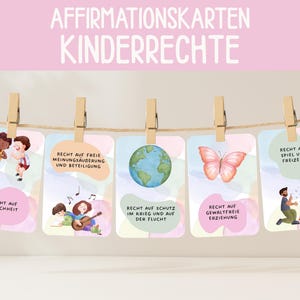 Set di 10 carte sui diritti dei bambini, download digitale per bambini, stampabili, adatte ai bambini, educazione emotiva, valori, PDF, affermazioni, consapevolezza, clipart
