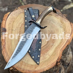 Handmade 1095 Steel Bowie Knife  With Leather Sheath Gift For Him, Christmas Gift