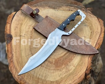 Custom Handmade high carbon Steel Handguard Bowie Knife With Leather Sheath