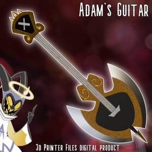 Archivos de impresora 3D de Adam Cosplay, guitarra y hacha de Hazbin Hotel. Producto digital.