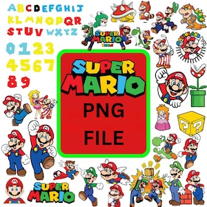 Super Mario Mega Bundle PNG SVG Clipart | Mario Digitale Datei | Mario Kart Kunst | Prinzessin Peach Png | Luigi SVG | Bowser Design