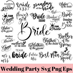 Brautparty-Svg-Bundle, Hochzeits-Svg-Bundle, Braut-Svg, Brautjungfer, Braut, Bräutigam, Mr und Mrs svg, Trauzeugin svg, Braut-Shirt svg, Png, Paar SVG