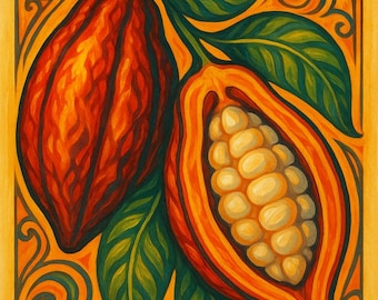 Vaina de Cacao - Arte mural - "Colección Frutos Abstractos" - Impresión digital
