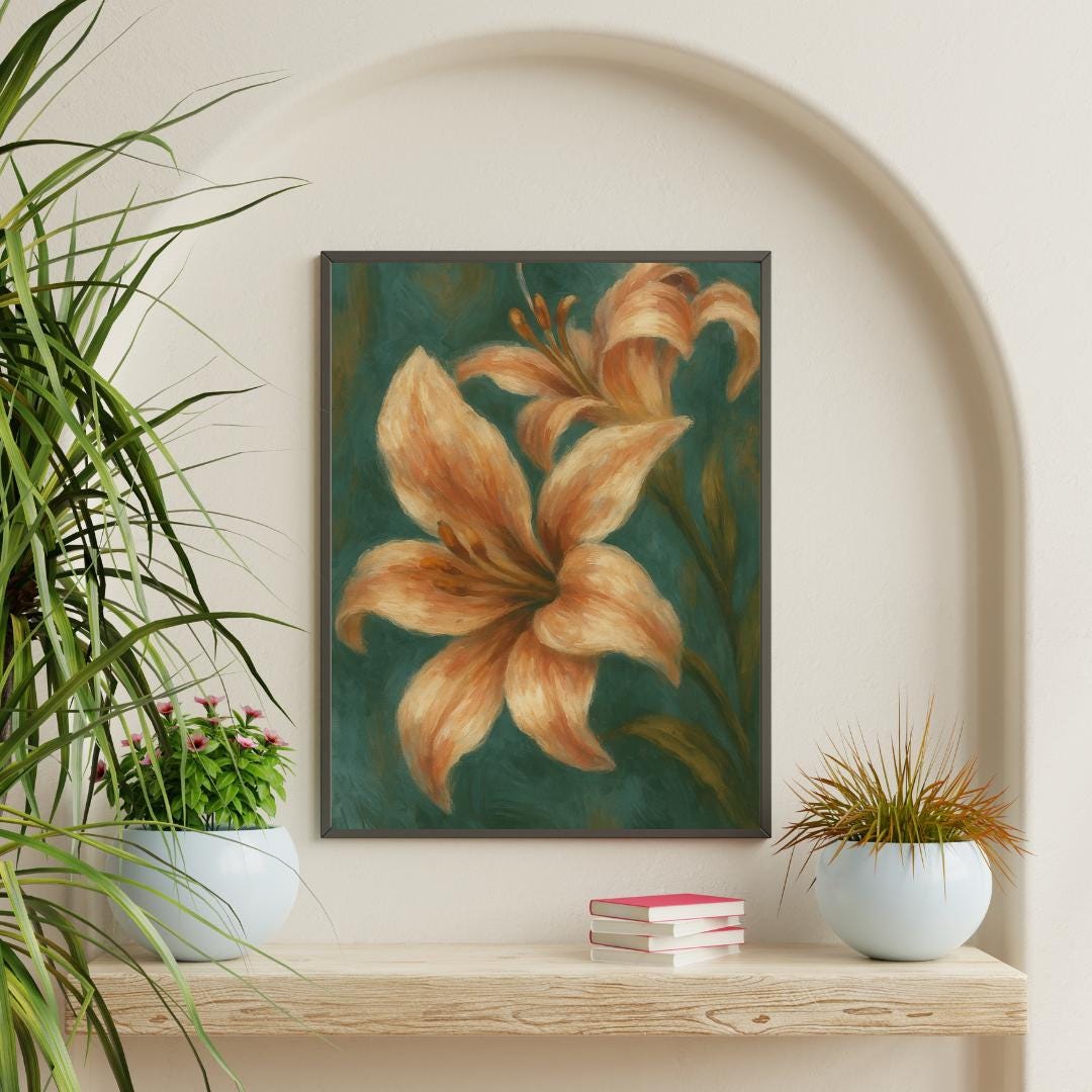 Vintage Lily Flower Wall Art Print – Realistic Botanical Poster ...