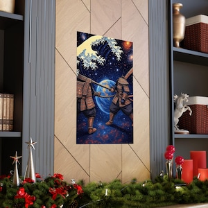 Galactic Samurai Art Prints, Unique Wall Decor, Nerdy Home Aesthetic, Anime Poster, Gift for Gamers and Art Lovers