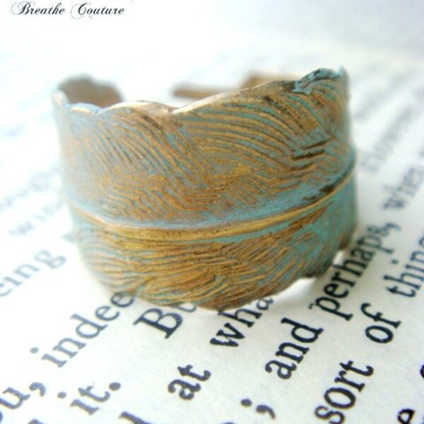 Gold Feather Adjustable Ring