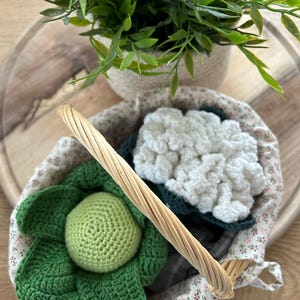 Crochet cabbage, cauliflower, natural material, crocheted vegetables, Montessori, natural play, kitchen, toy kitchen, children&#39;s kitchen, role play