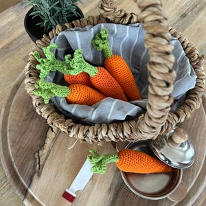 Crochet carrot, carrot, natural material, crocheted vegetables, Montessori, natural play, kitchen, toy kitchen, children&#39;s kitchen, role play