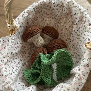 Crochet mushroom, mushroom, natural material, crocheted vegetables, Montessori, natural play, kitchen, toy kitchen, children&#39;s kitchen, role play