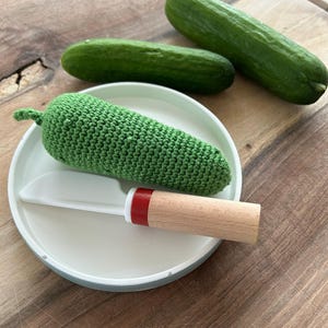 Crochet cucumber, cucumber, natural material, crocheted vegetables, Montessori, natural play, kitchen, toy kitchen, children&#39;s kitchen, role play
