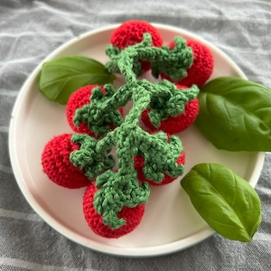 Crochet tomato, cherry tomato, natural material, crocheted vegetables, Montessori, natural play, kitchen, toy kitchen, children&#39;s kitchen, role play