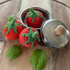 Crochet tomato, tomato, natural material, crocheted vegetables, Montessori, natural play, kitchen, toy kitchen, children&#39;s kitchen, role play
