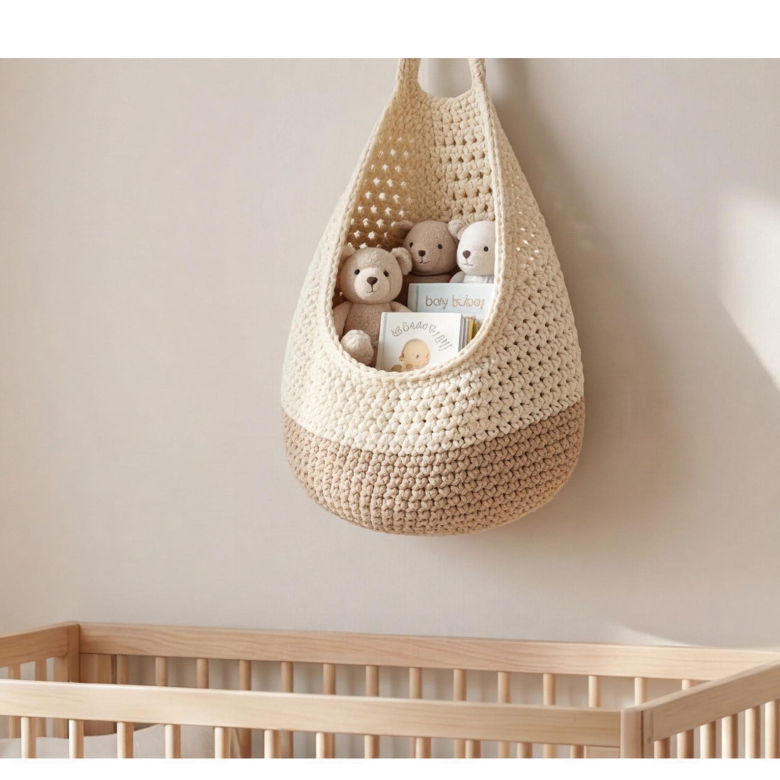 Crochet Wall Basket Pattern PDF, Hanging Wall Organizer, Modern Storage ...