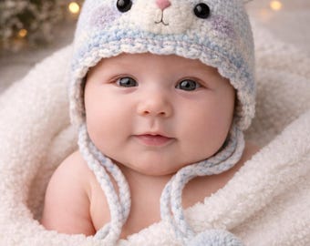 Crochet Baby Bear Bonnet Pattern | Newborn Photo Prop (PDF)