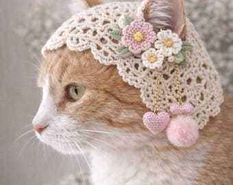 Crochet Cat Bonnet Pattern PDF | Floral Pet Hat