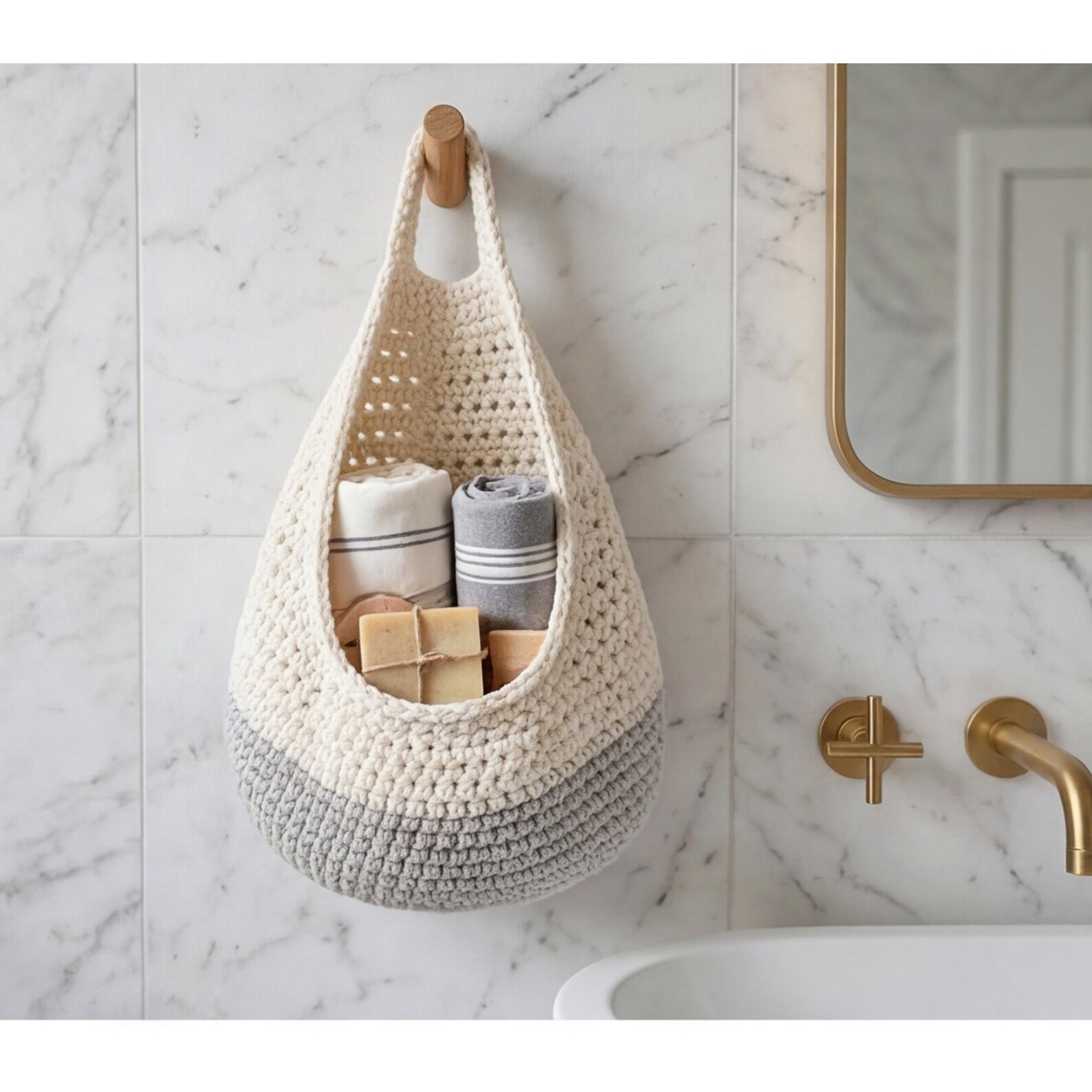 Crochet Wall Basket Pattern PDF, Hanging Wall Organizer, Modern Storage ...