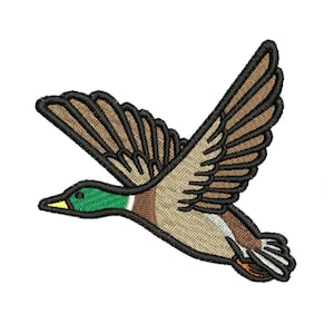 Aplique de pássaro realista - Bordado à máquina - Patch detalhado de pato-real (DST) (EMB)