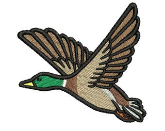 Realistic Bird Applique - Machine Embroidery - Detailed Mallard Duck Patch (DST) (EMB)