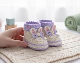 Crochet Bunny Baby Booties Pattern, Easy Footwear Tutorial (PDF)