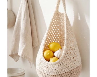 Crochet Wall Basket Pattern PDF, Hanging Wall Organizer, Modern Storage Basket Pattern, Easy Beginner Crochet Home Decor