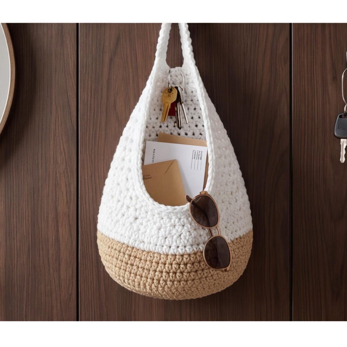 Crochet Wall Basket Pattern PDF, Hanging Wall Organizer, Modern Storage ...