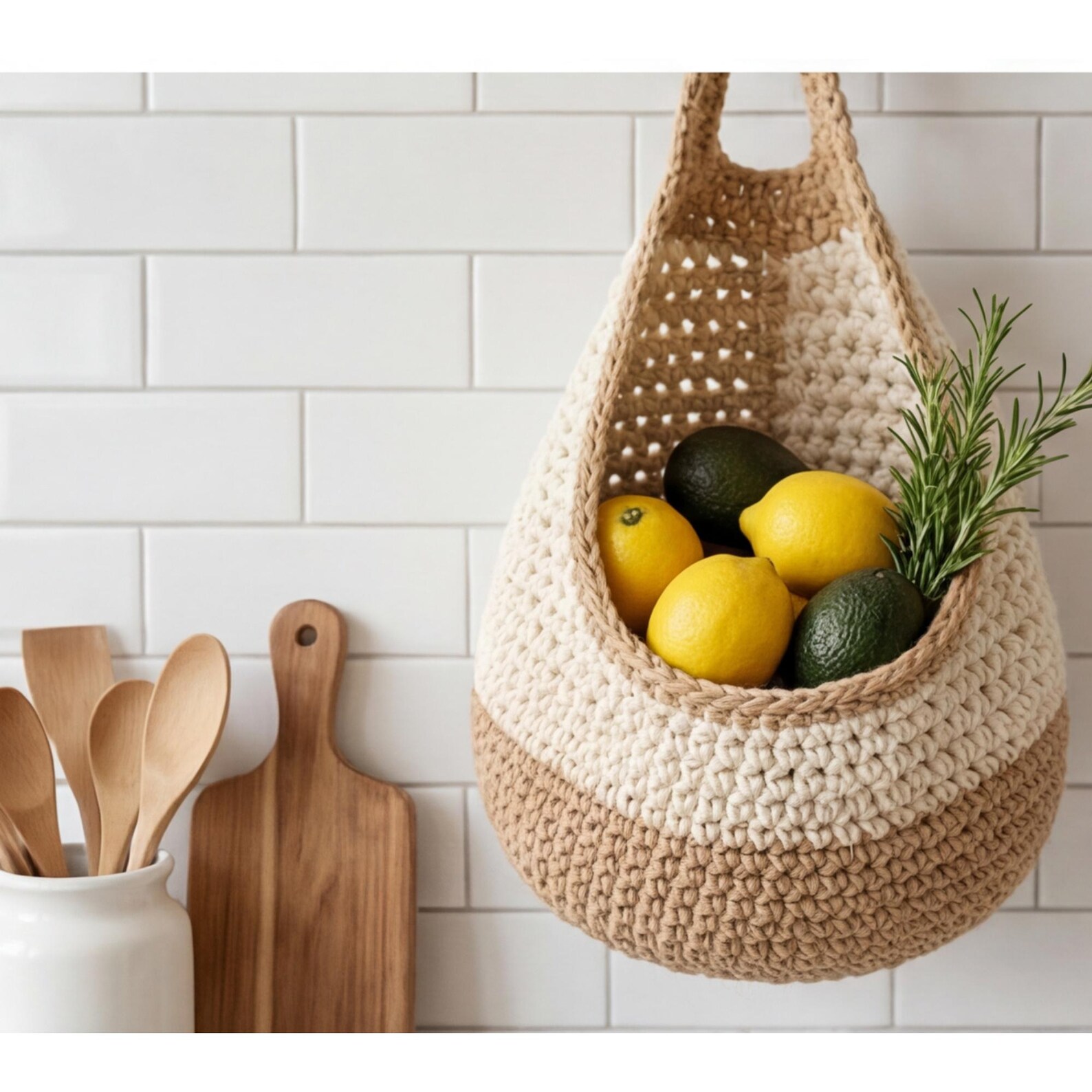 Crochet Wall Basket Pattern PDF, Hanging Wall Organizer, Modern Storage ...