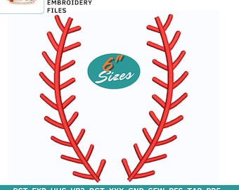 Baseball Stitch Embroidery Design | Seam Pattern, Multiple Sizes (Digital Download)
