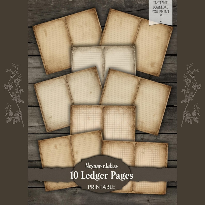 Ledger Junk Journal Printable Kit | Antique Journal Kit | Victorian ...