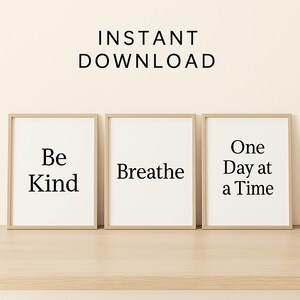 Be Kind Wandkunst 3er-Set - Druckbares Zitat Poster | Minimalistischer Digital Download