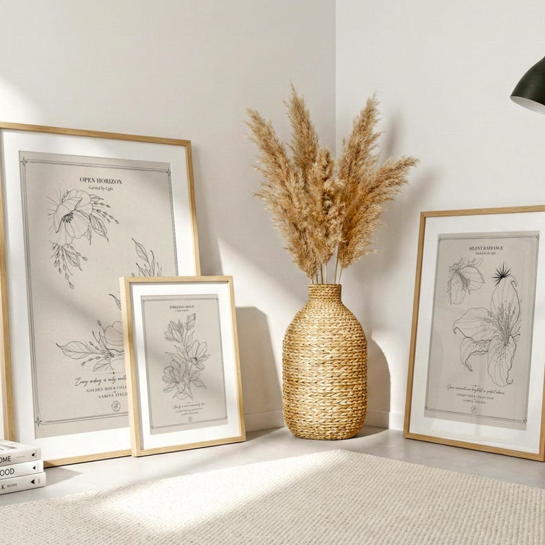Botanical Wall Art Set of 3 | Vintage Floral Prints | Neutral Gallery ...