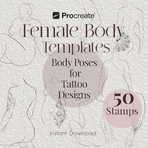 Female Body Templates for Procreate | 50 Body Pose Stamps | Tattoo Body References | Female Figure Stamp Brushes