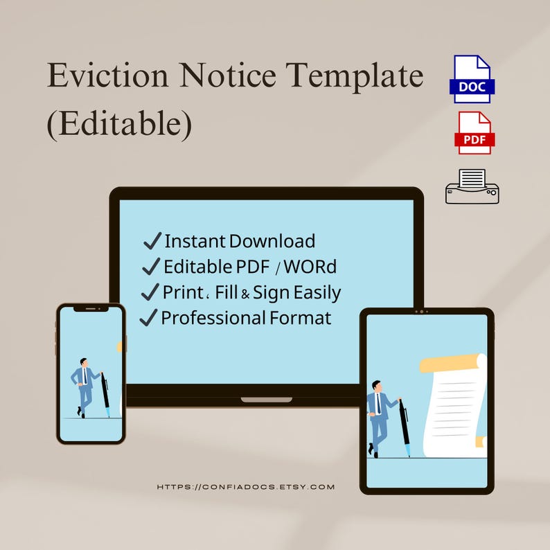 Eviction Notice Template | Printable PDF & Word | Editable Landlord ...