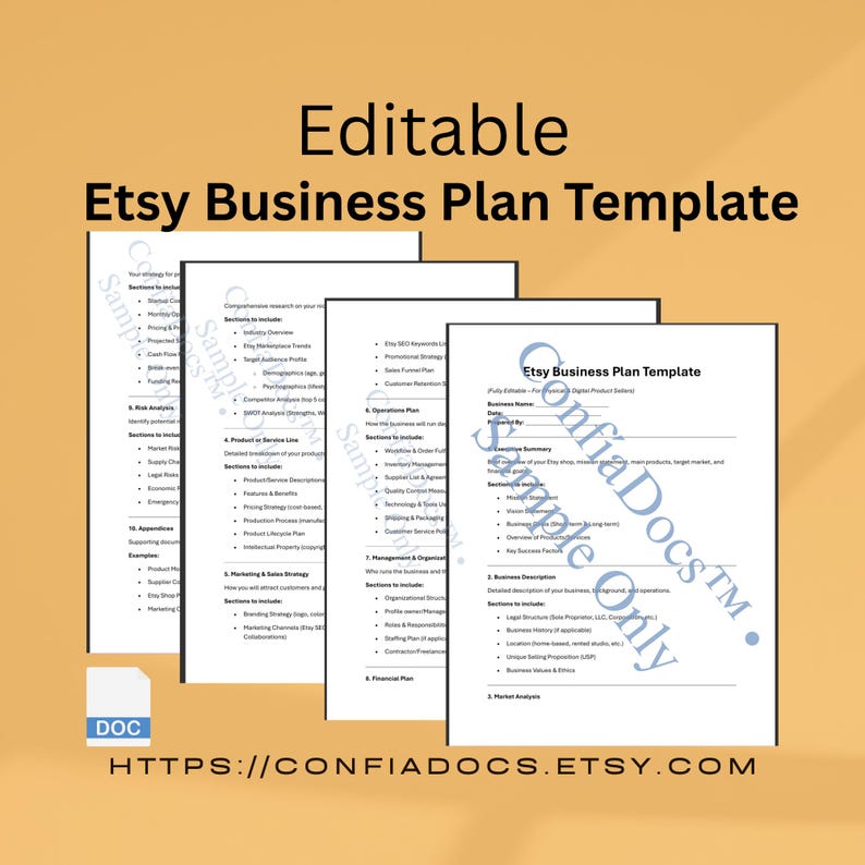 Etsy Business Plan Template | Editable Business Planner for Digital ...
