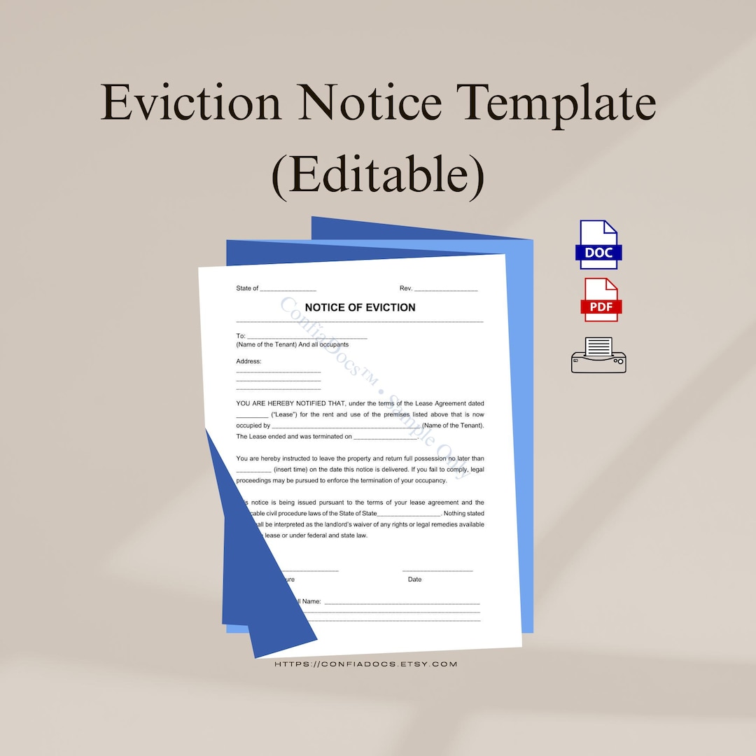 Eviction Notice Template | Printable PDF & Word | Editable Landlord ...