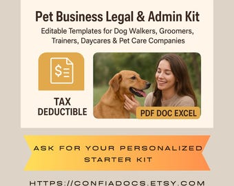 Pet Business Templates: Ausführer, Ausführer, Ausbilder (DOC, PDF, Excel)