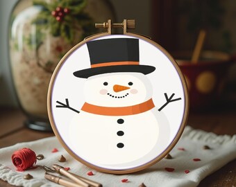 Padrão de Ponto Cruz de Boneco de Neve - Boneco de Neve - Download Instantâneo em PDF