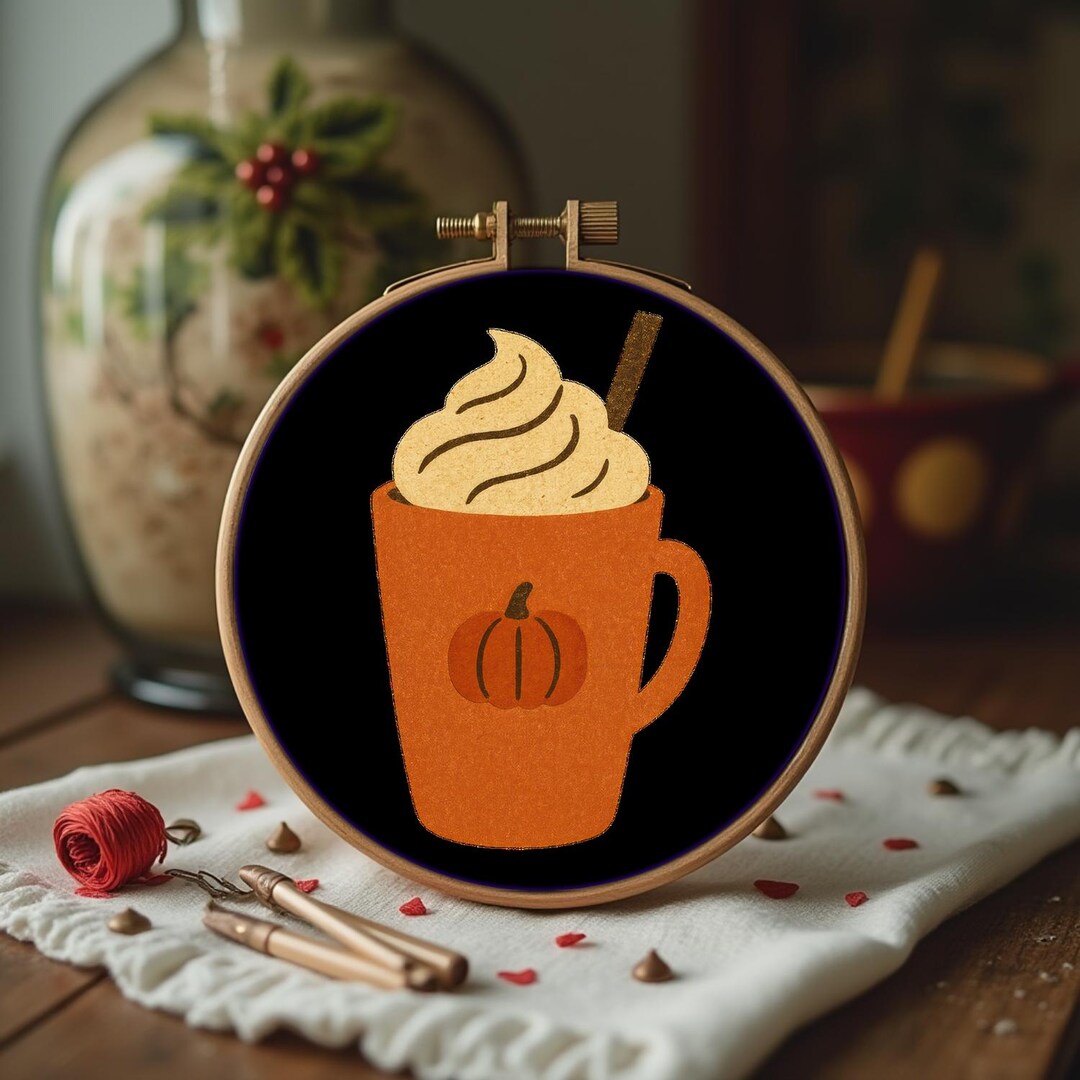 Pumpkin Coffee Cup Cross Stitch Pattern - Pumpkin Coffee Cup - Instant ...
