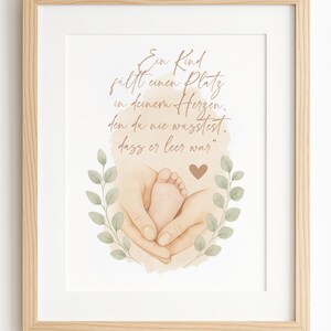 Biglietto con citazione "Un bambino riempie il tuo cuore" – Download digitale A4 | A5 | A6 | Poster acquerello per bambini, regalo da stampare