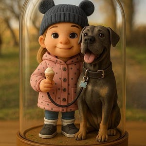 Mini-Me als Download – Deine personalisierte 3D-Miniatur Cartoon-Figur in Glaskuppel-Optik eingeschlossen in einer Glaskuppel Geschenkidee