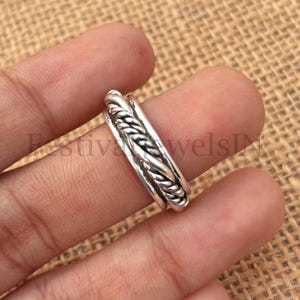 Twisted Band 925 Sterling Silver Ring | Meditation Ring | Fidget Ring | Rustic Boho Stackable Ring | Handmade Ring | Gift item...